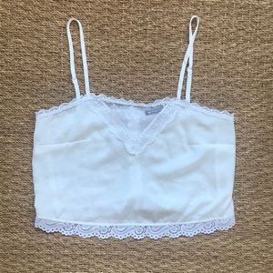 Brandy White Lacy Crop tank
